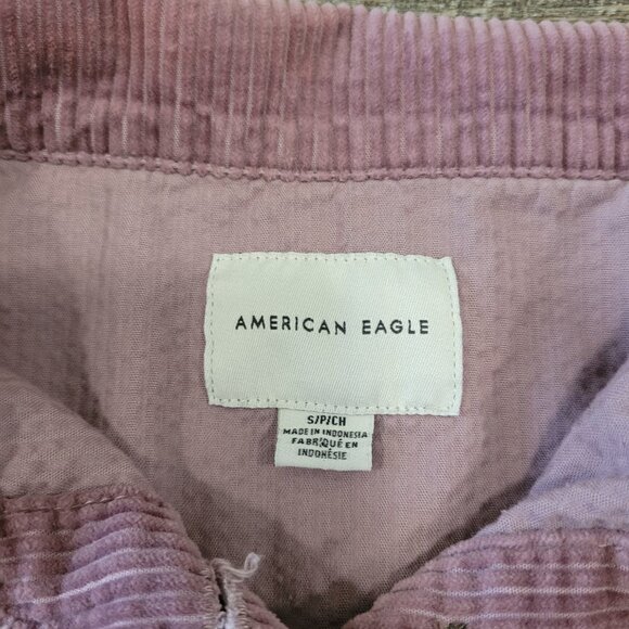 AMERICAN EAGLE | Corduroy Cropped Raw Hem Button Up Shacket | Sz. S - Picture 4 of 6